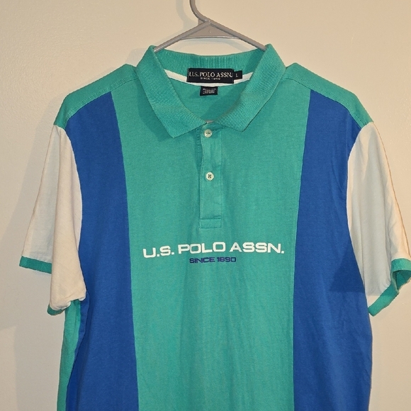 U.S. Polo Assn. Blue and Green Polo Shirt LOT L - Picture 3 of 7